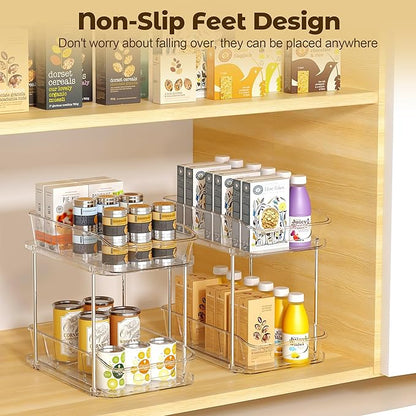 incostar 2 Tier Pull-Out Organizer for Bathroom Kitchen, Under Sink Storage with Dividers, Ideal for Cabinet, Cupboard Organi