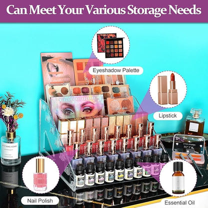 JessLab Nail Polish Organizer, 7-Tier Clear Acrylic Sunglass and Essential Oil Holder, Makeup Organizer for Bathroom Vanity C