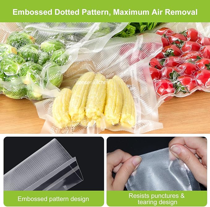 Bonsenkitchen Vacuum Sealer Bags, 11" x 20' Rolls 2 Pack for Food Storage Saver, Bpa Free, Heavy Duty, Commercial Grade Textu