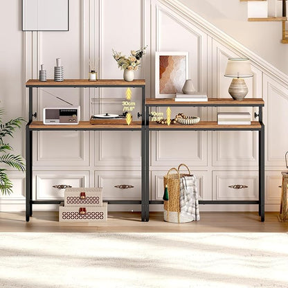 HOOBRO Wall Shelf and Console Table, 2 Pack Floating Shelves Wall Mounted, Narrow Console Table with Adjustable Height (31.5"