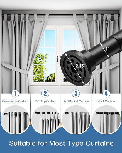 ALLZONE Adjustable Tension Curtain Rod, 42 to 78 Inches, Spring Loaded Curtain Rods No Drilling, Renter Friendly Tension Rod 