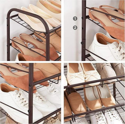 SONGMICS Shoe Rack, 3 Tier Shoe Organizer for Closet, Holds up to 12 Pairs of Shoes, Shoe Rack for Front Door Entrance, Metal