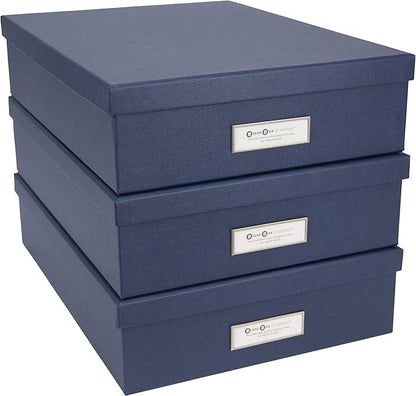 Bigso Oskar Fiberboard Label Frame Document Letter Box - File Organizer Box for Important Paperwork - Document Storage with a