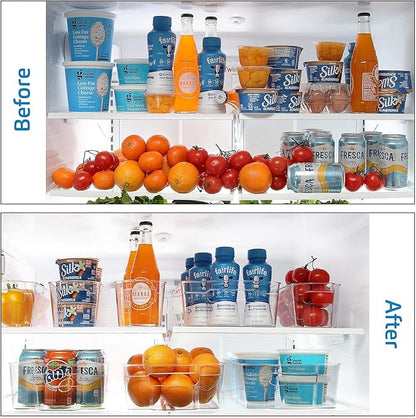 Hearth & Harbor 42 Piece Fridge Organizer Bins - Set of 24 Clear Bins with 12 Shelf Liners, 3 White Boards and 3 Markers - St