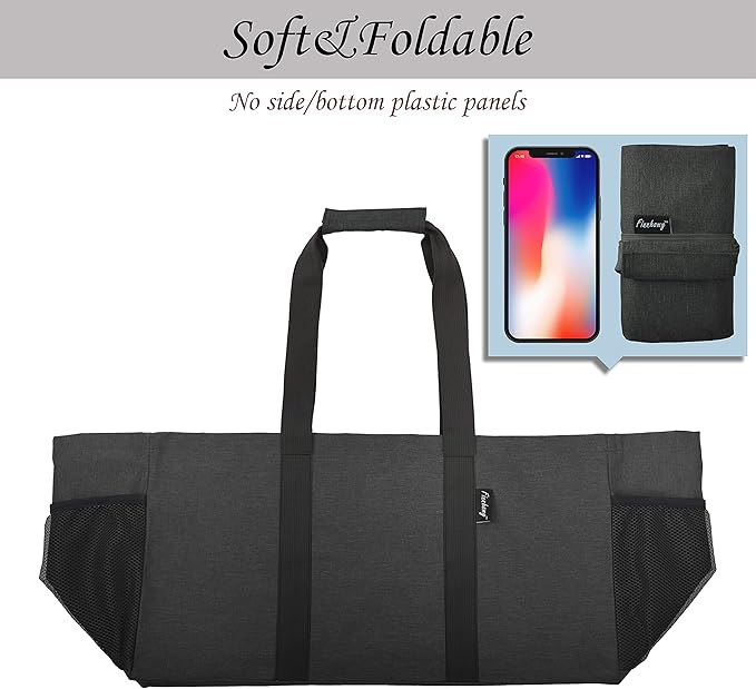 Finnhomy 42L Extra Large Utility Tote Bag, Oxford Fabric Reusable Folding Grocery Bags with Handles and Pockets, 2 Pack