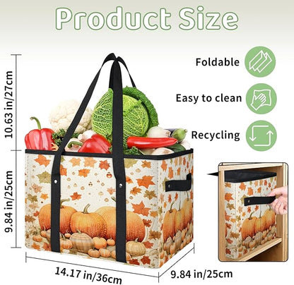 Reusable Grocery Bags Heavy Duty Shopping Bags Foldable Large Tote Bags with Long Handles & Hard Bottom
