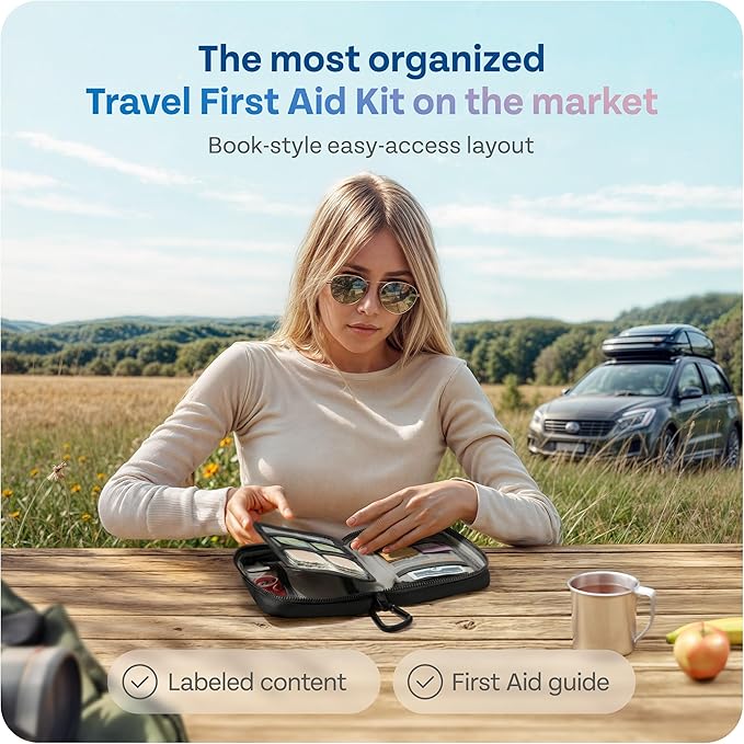 KeepGoing Travel First Aid Kit for Car, Home, Hiking, Camping and Outdoor Emergencies - First Aid Kit Travel Size TSA-Approve