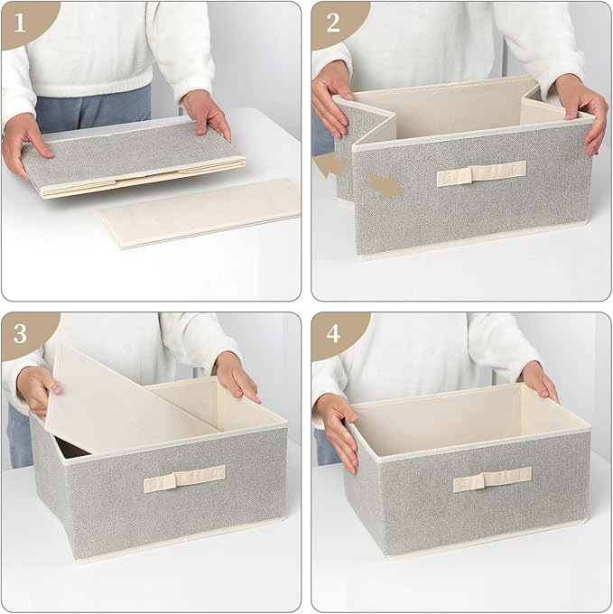 Storage Baskets, 15.7-Inch Woven Fabric Bins, Storage Cubes with Reinforced Handles, Organizer Bins for Closet Shelves, Folda