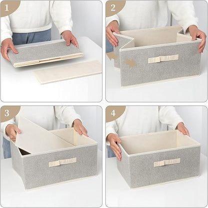 Storage Baskets, 15.7-Inch Woven Fabric Bins, Storage Cubes with Reinforced Handles, Organizer Bins for Closet Shelves, Folda