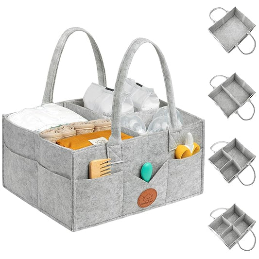 KeaBabies Baby Diaper Caddy Organizer with Handle - Portable Baby Car Organizers and Storage for Nursery, Changing Table, Lar