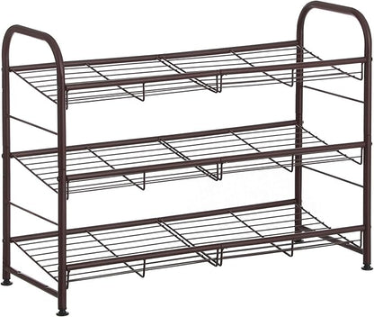SONGMICS Shoe Rack, 3 Tier Shoe Organizer for Closet, Holds up to 12 Pairs of Shoes, Shoe Rack for Front Door Entrance, Metal