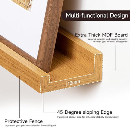 Fun Memories Picture Ledge Shelf for Wall, Floating Shelves Set of 4, 48 Inch Long Nursery Book Shelves for Toys Storage, Kid