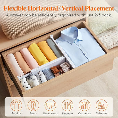Lifewit 5" Tall 5 Pack Deep Drawer Divider, 11.5-18.5" Expandable Drawer Divider for Clothes with 8 Pack Drawer Dividers 4" H