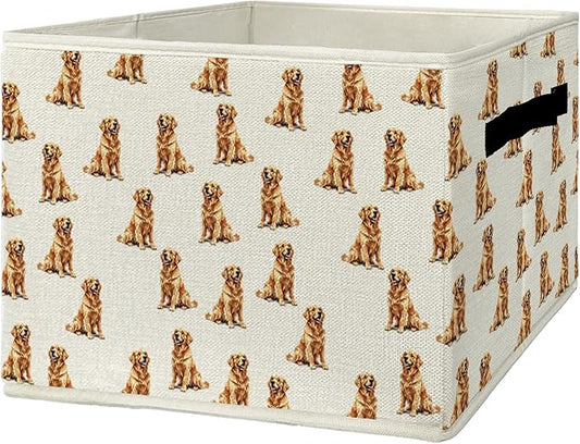 Golden Retriever Gifts Storage Bins & Boxes with Handles, Golden Retriever for Women Men Foldable Basket for Organizing, Dog 