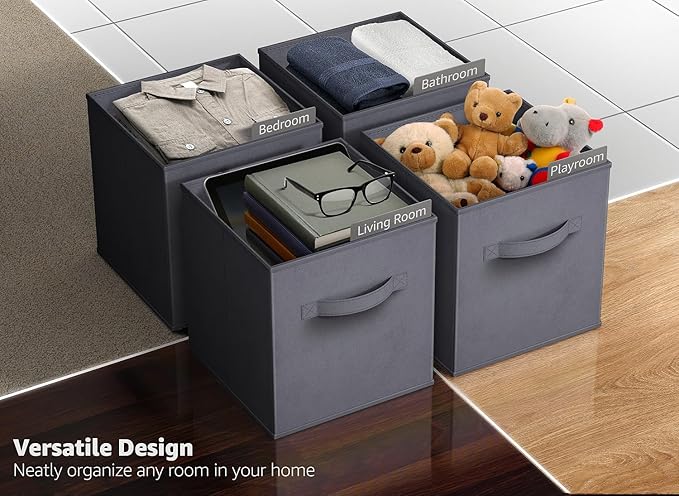 Sorbus Fabric Storage Cubes - 6 Foldable Storage Bins for Organizing Pantry, Cubbies, Toy Box - Clothes Storage & Closet Orga