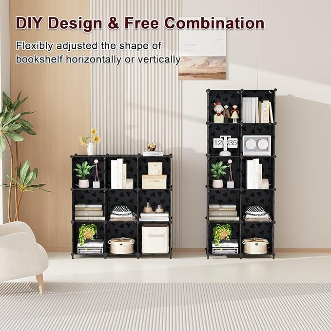 UNKU Cube Storage Organizer, 10 Cube Closet Organizer Storage Shelves, DIY Stackable Bookcase, Clothes Organizer Shelf for Cl