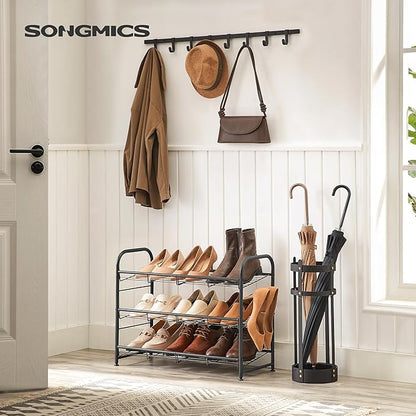 SONGMICS Shoe Rack, 3 Tier Shoe Organizer for Closet, Holds up to 12 Pairs of Shoes, Shoe Rack for Front Door Entrance, Metal