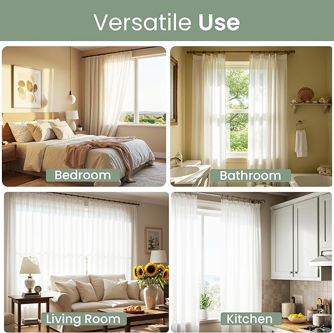 No Adhesive Heavy Duty Curtain Rod Holders with Wide Hook, 5X Stronger Than Adhesive Curtain Rod Hooks,Tension Curtain Rod Br