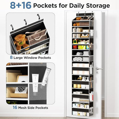 Mefirt Over The Door Organizer, 8 Shelf Door Hanging Organizers with 8 Large Capacity Pockets, Back of Door Organizer Storage