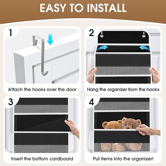 SpaceHacks 2 Pack Over The Door Organizer, Hanging Storage Organizer with Clear Window, 40lb Ultra Sturdy Large Capacity Room