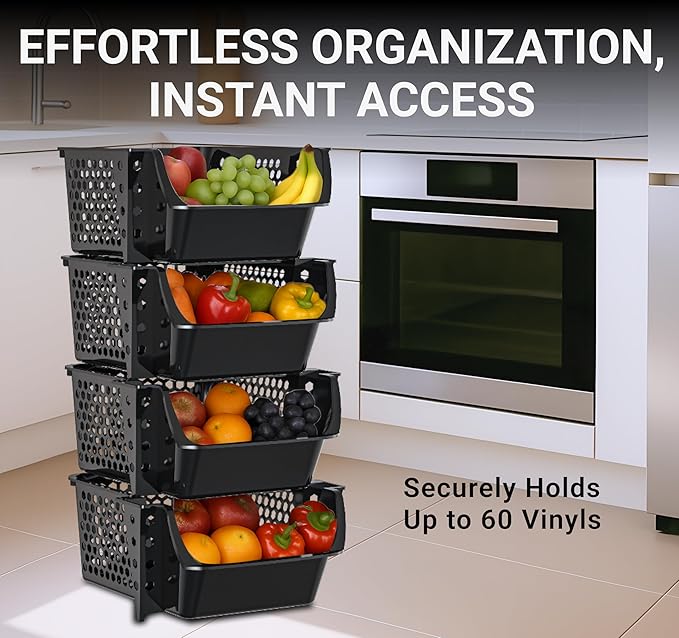 Skywin TidyFriend Stackable Storage Bins for Pantry, 4 Pack Stackable Bins for Organizing Snacks, Toiletries, and Small Essen