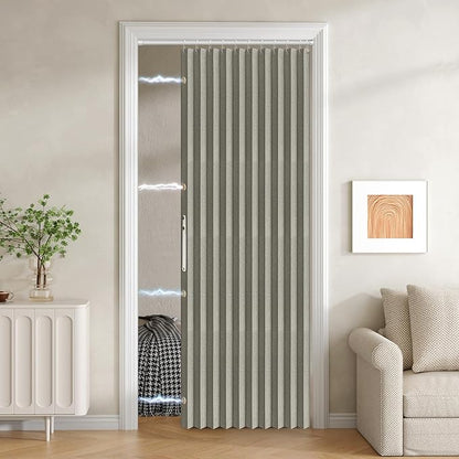 Jilron 100% Blackout Fabric Folding Door Curtain with Magnetic Closure - Accordion Style for Sliding Doors, Closets,Wardrobe 