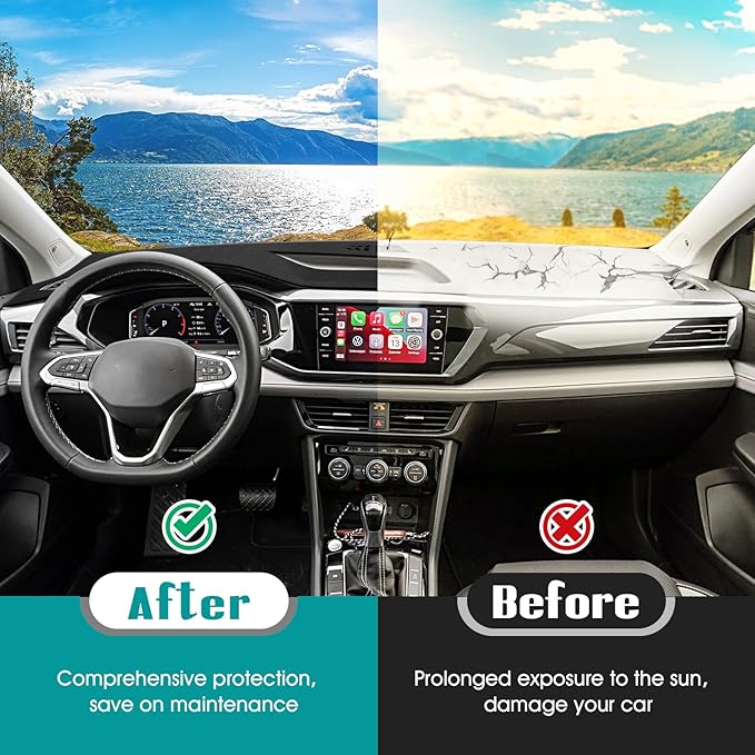FIILINES Dash Cover for 2022-2024 Volkswagen Taos S SE SEL (NOT for 2025), Dashboard Mat Accessories Dash Cover Sunshade Nons