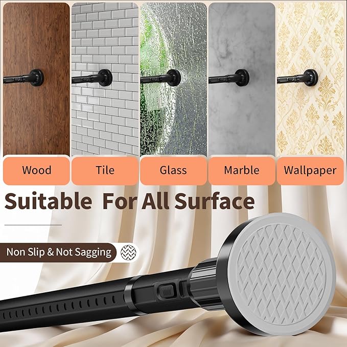 Tension Curtain Rod 41-173In, Outdoor Extra Long Curtain Rod No Drilling for Window or Bathroom Patio, Adjustable Heavy Duty 