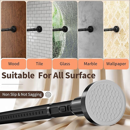 Tension Curtain Rod 41-173In, Outdoor Extra Long Curtain Rod No Drilling for Window or Bathroom Patio, Adjustable Heavy Duty 