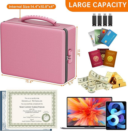 ENGPOW Fireproof Document Box, Hard Case File Box with Fireproof Zipper＆Lock, 6400°F Heat Insulated Fire and Water Resistant 