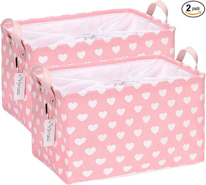 Hinwo 2-Pack Large Canvas Fabric Storage Basket with Handles, 33L/8.6-Gal Rectangle Bin, Collapsible Storage Box, Clothes, To