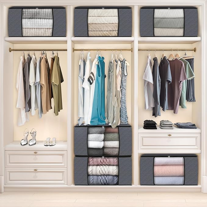 Fab totes Storage Bags,Clothes Blanket Storage Bins Foldable Closet Organizers with Reinforced Handle for Home Dorm Storage a