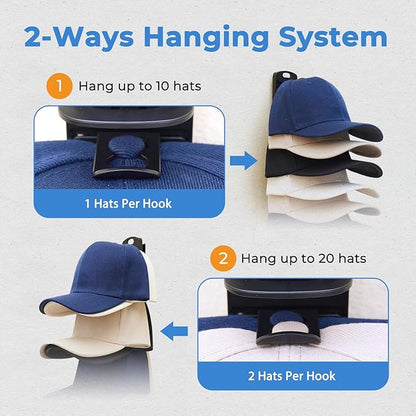 MACOPRO Hat Organizer for Baseball Caps for wall,2 Pack Cap Racks, Rack Hanger Storage Display Holder Hooks Stand for Closet 