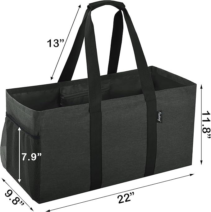 Finnhomy 42L Extra Large Utility Tote Bag, Oxford Fabric Reusable Folding Grocery Bags with Handles and Pockets, 2 Pack