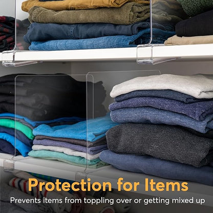 10 Pack Acrylic Shelf Dividers for Closet 11x7.9 Inch – Acrylic Dividers for Shelves Clear Closet Shelf Separators for Purses
