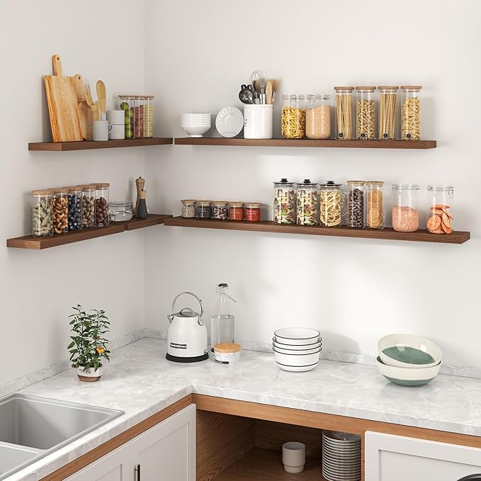 Heimlove 36 Inch Floating Shelves for Wall,Mounted Storage & Display Wood Shelves with Invisible Brackets,Hanging Shelf for B