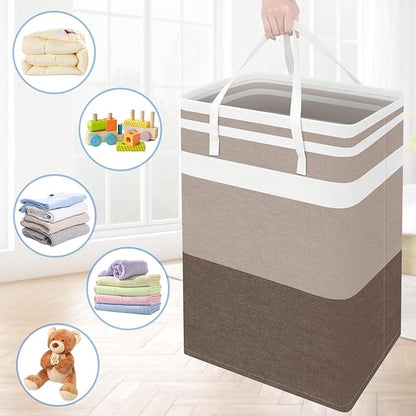 BlissTotes 3-Pack Laundry Basket, Freestanding＆Waterproof Laundry Hamper, Collapsible Tall Clothes Hamper with Easy Carry Han