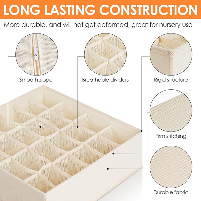 12 Pack Baby Clothes Organizer for Nursery, 116 Cells Fabric Foldable Dresser Closet Organizers and Storage Bins for Clothing