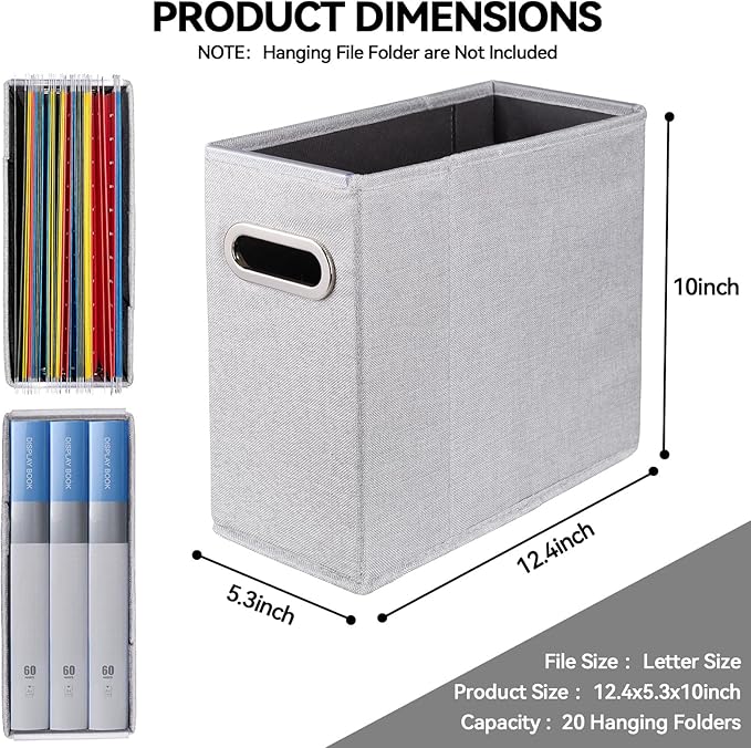 4 Packs Letter Size File Organizer, File Folders Organizer, Fabric Storage Box, Collapsible Paper Organizer with Metal Handle