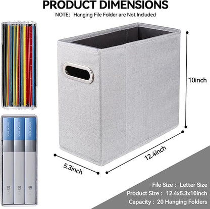 4 Packs Letter Size File Organizer, File Folders Organizer, Fabric Storage Box, Collapsible Paper Organizer with Metal Handle