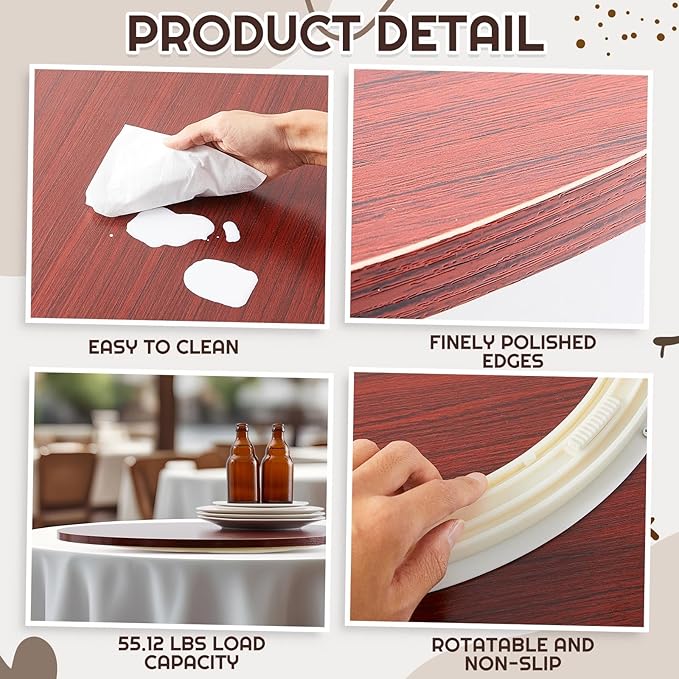 28" Walnut Wood Lazy Susan for Table Top, Large Turntable Rotating Serving Tray for Counter Top Solid Wooden Round Lazy Susan