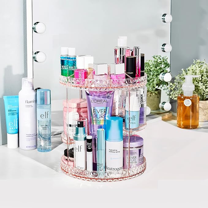 Sorbus 360 Rotating Makeup Organizer - Spinning Acrylic cosmetics organizer, Adjustable Shelves for Make Up, Perfume & Toilet