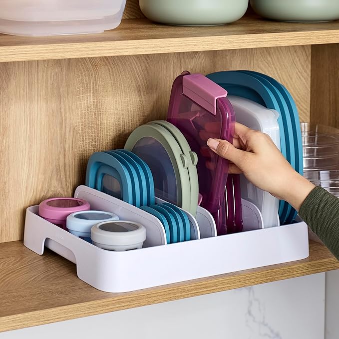 YouCopia StoraLid Adjustable Food Container Lid Organizer for Kitchen Cabinet Storage, Large 24 Lids, Premium Edition