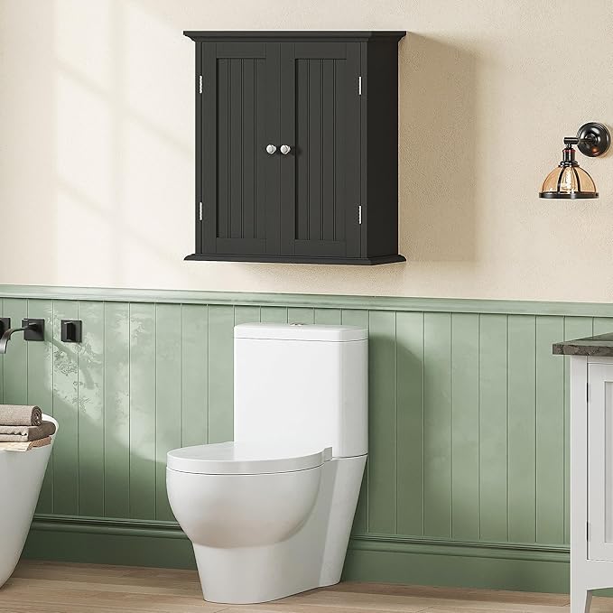 ChooChoo Bathroom Wall Cabinet Set of 2, Over The Toilet Space Saver Storage Cabinet, Medicine Cabinet with 2 Door and Adjust