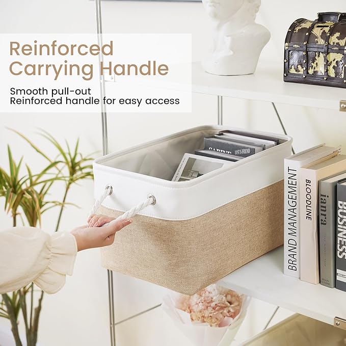 Large Storage Baskets- 15x11x10 inch Storage Bins for Shelves and Closet Organizing, Foldable Fabric Bin for Home Organizatio