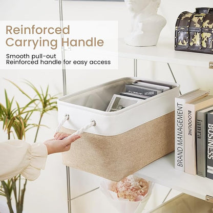 Large Storage Baskets- 15x11x10 inch Storage Bins for Shelves and Closet Organizing, Foldable Fabric Bin for Home Organizatio