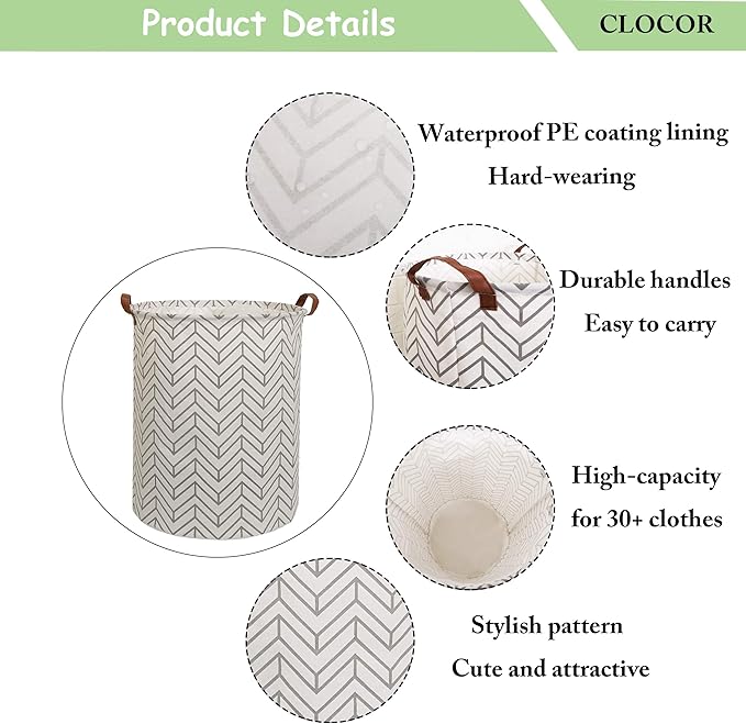CLOCOR Large Round Storage Bin,Collapsible Storage Baskets, Dirty Laundry Hamper Baskets for Baby Boys and Girls, Office, Bed