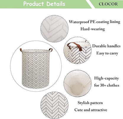 CLOCOR Large Round Storage Bin,Collapsible Storage Baskets, Dirty Laundry Hamper Baskets for Baby Boys and Girls, Office, Bed