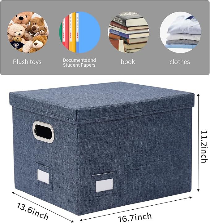 File Organizer Collapsible Storage Box for Office File Box with Lids Document Organizer for Office and Home Easy Slide Durabl