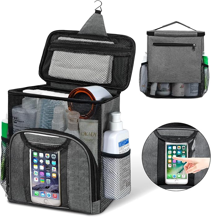 Attmu Mesh Shower Caddy Portable Dorm Tote Bag, Quick Dry Hanging Toiletry Bag, Large Capacity Shower Bag for College Dorm Ro